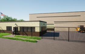 Rendering of an exterior Sabin Metal building