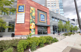 The whole front of the exterior of a new ALDI's in Fairmount-Philly, PA