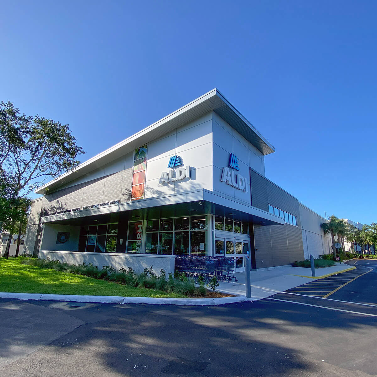 The exterior of a new ALDI's location