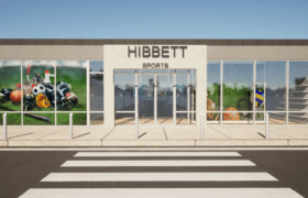 Rendering of an exterior of a Hibbett Sports store