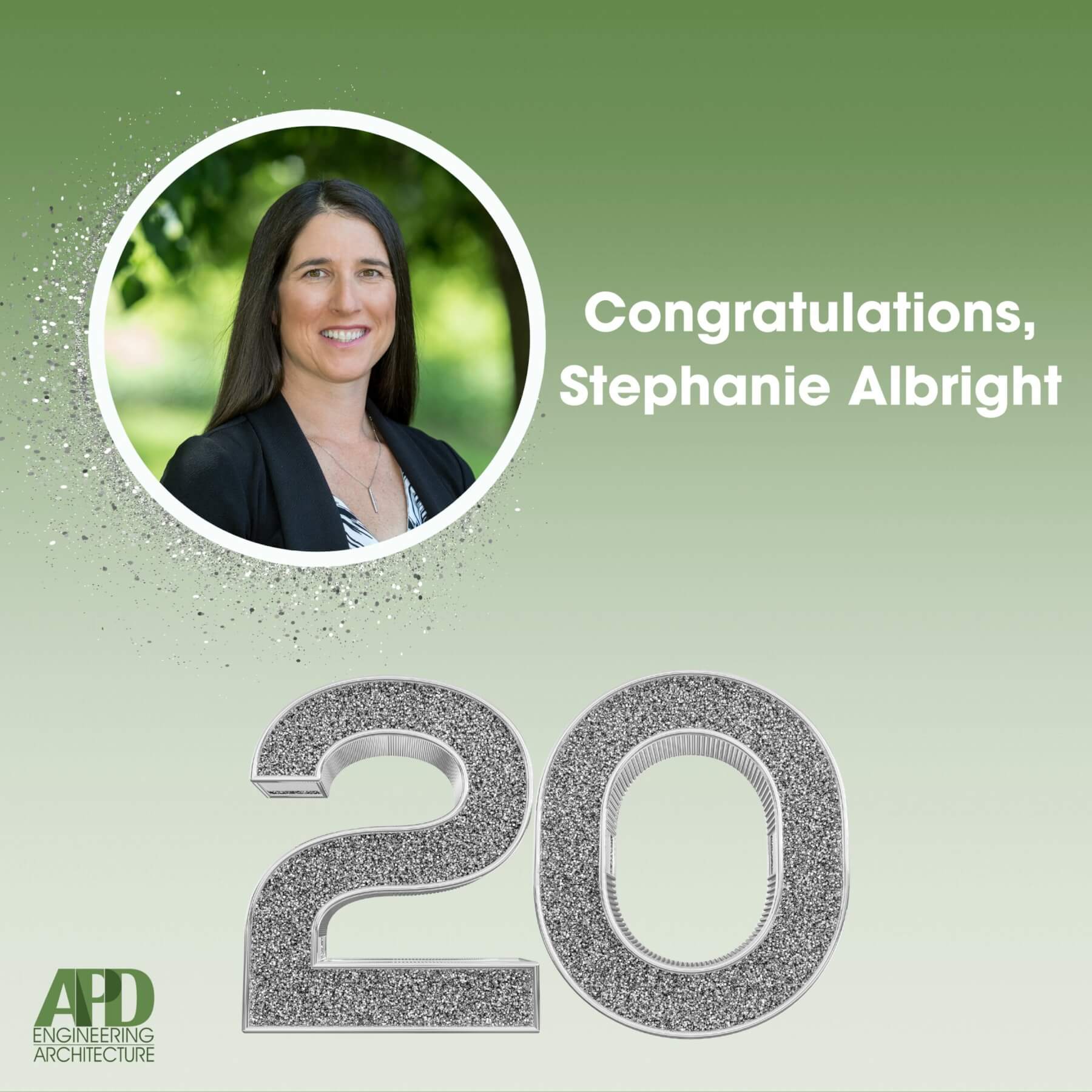 Congratulations to Stephanie Albright on her 20th anniversary with APD Engineering Architecture.