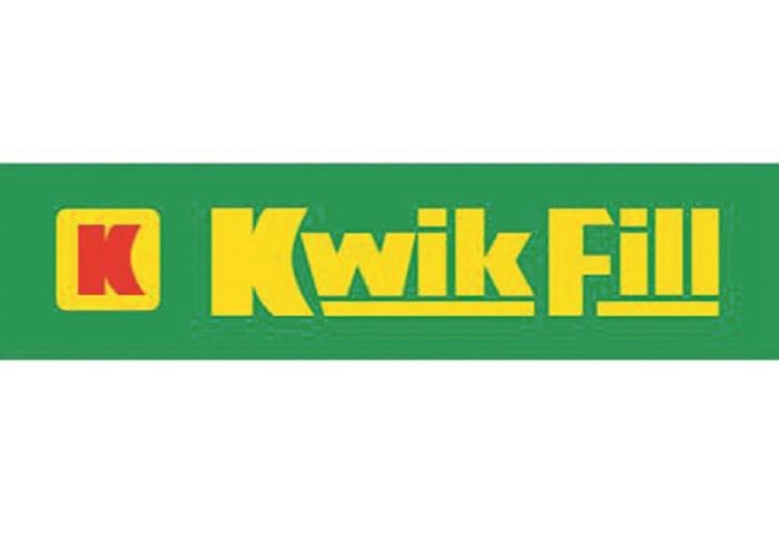 Kwik Fill logo with green background and yellow text, highlighting the convenience store brand's identity.